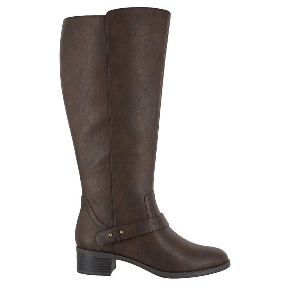 Easy Street Jewel Knee High Boots Womens Sz 8.5M Brown Strap Detail Side Zip NEW